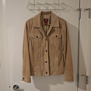 Eddie Bauer Women's Tan Super Soft Genuine Suede "Denim" Style Jacket (Size L)